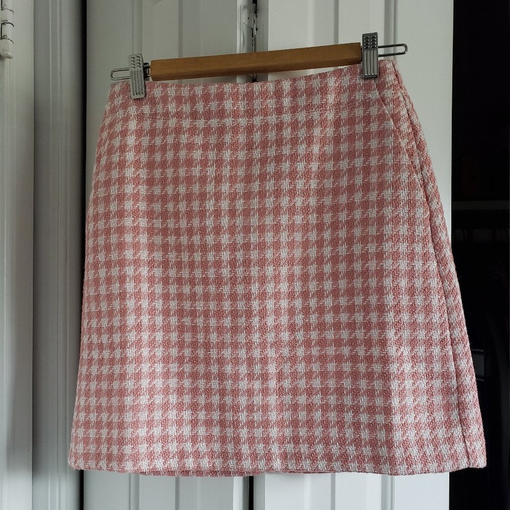 NWT Loft Pink Houndstooth Tweed Shift Skirt